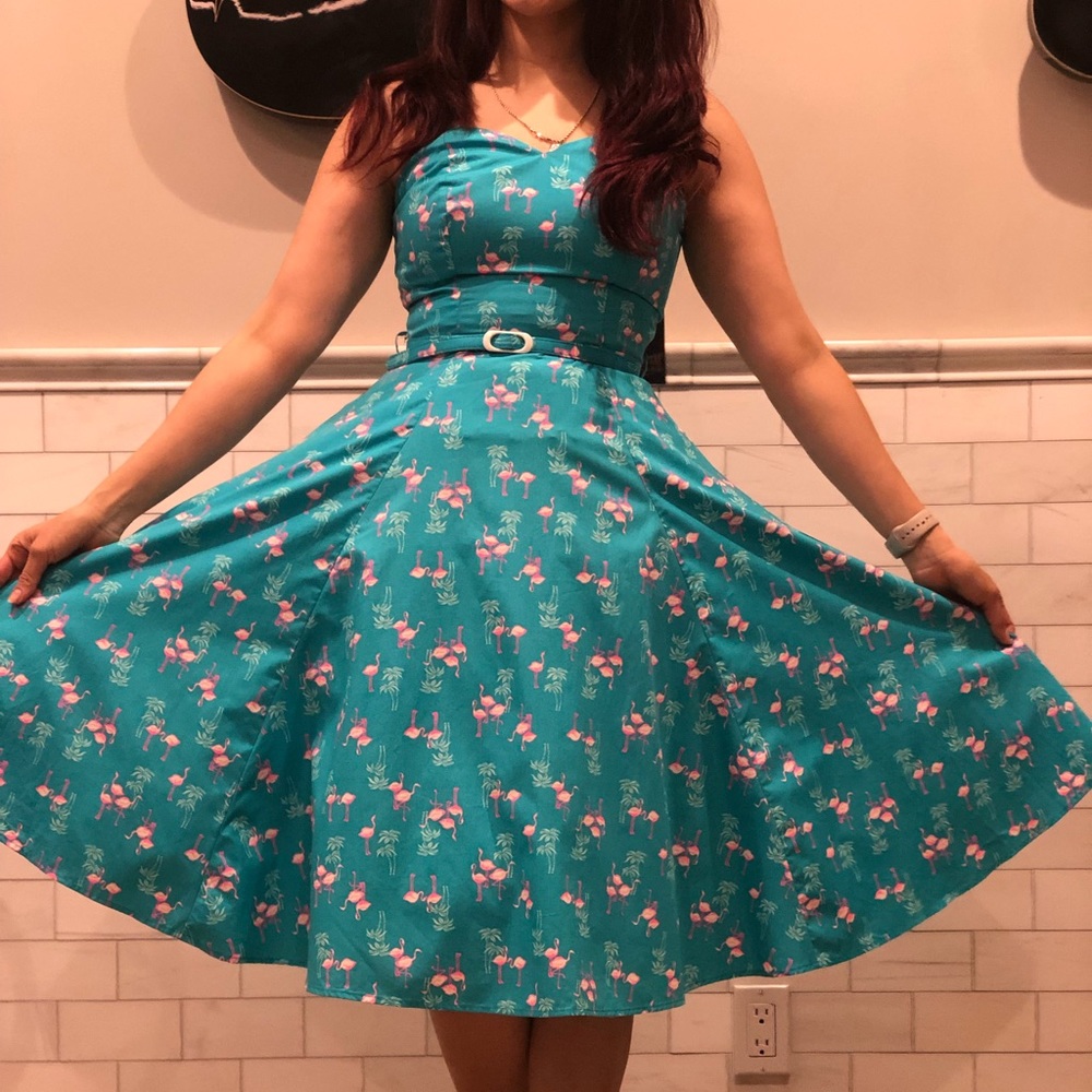 Flamingo print dress